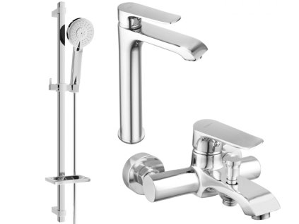 MEXEN/S - Pecos DQ40 Set umyvadlové a vanové baterie s příslušenstvím, chrom 72713DQ40-00