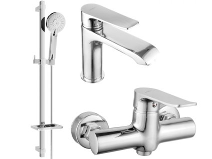 MEXEN/S - Pecos DQ40 SET umyvadlová baterie + sprchová s příslušenstvím , chrom 72704DQ40-00