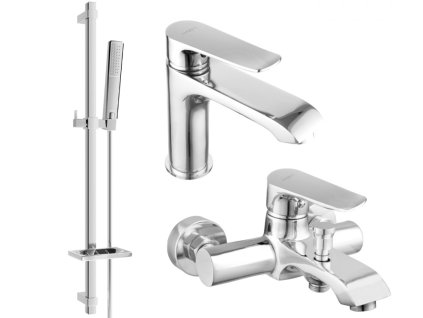 MEXEN/S - Pecos DQ72 Set umyvadlové a vanové baterie s příslušenstvím, chrom 72703DQ72-00