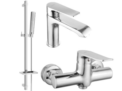 MEXEN/S - Pecos DQ72 SET umyvadlová baterie + sprchová s příslušenstvím , chrom 72704DQ72-00