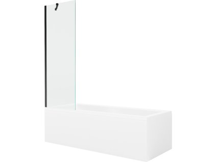 MEXEN/S - Cubik obdélníková vana 150 x 70 cm s panelem + vanová zástěna 60 cm, transparent, černá 550315070X9506000070