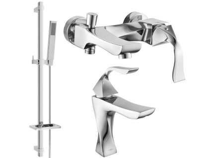 MEXEN/S - Estrella DQ02 Set umyvadlové a vanové baterie s příslušenstvím, chrom 72303DQ02-00