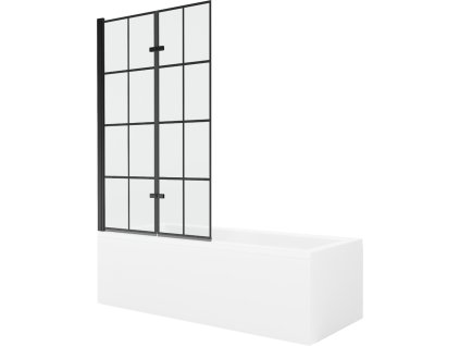 MEXEN/S - Cubik obdélníková vana 150 x 70 cm s panelem + vanová zástěna 100 cm, černá vzor 550315070X9210027077