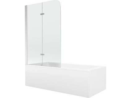 MEXEN/S - Cubik obdélníková vana 150 x 70 cm s panelem  + vanová zástěna 100 cm, transparent, chrom 550315070X9010020100