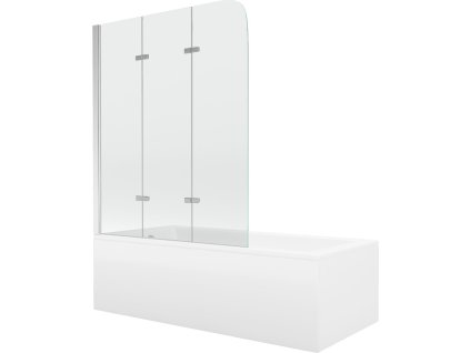 MEXEN/S - Cubik obdélníková vana 150 x 70 cm s panelem  + vanová zástěna 120 cm, transparent, chrom 550315070X9012030100