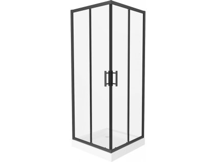MEXEN/S - Rio čtvercový sprchový kout 80 x 80, transparent, černý + vanička se sifonem Rio, bílá 860-080-080-70-00-4510