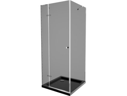MEXEN/S - Roma sprchový kout 80x80, grafit, chrom + černá vanička se sifonem 854-080-080-01-40-4070