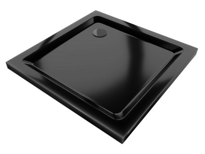 MEXEN/S - Flat sprchová vanička čtvercová slim 70 x 70, černá + černý sifon 40707070B