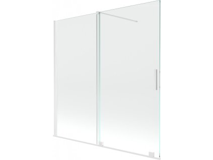 MEXEN/S - Velar Dvoukřídlá posuvná vanová zástěna 160 x 150 cm, transparent, bílá 896-160-000-01-20
