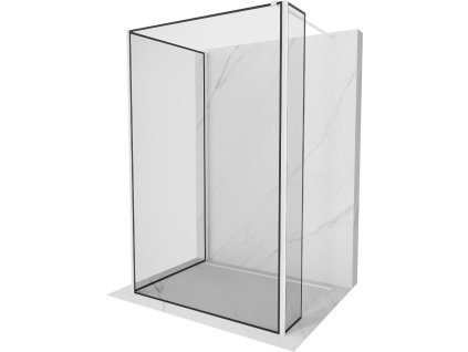 MEXEN/S - Kioto Sprchová zástěna WALK-IN 90 x 80 x 40 cm, černý vzor, bílá 800-090-080-221-20-70-040