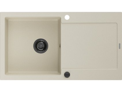 MEXEN/S - Leo granitový dřez 1 s odkapávačem 900x500 mm, béžová,+ černý sifon 6501901010-69-B