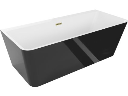 MEXEN/S - Volta vana volně stojící 170 x 75, bílá/černá, sifon a přepad zlatá 51131707575-50