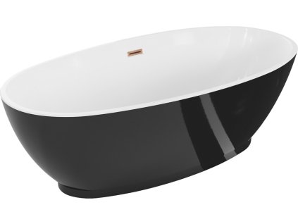 MEXEN/S - Bilbao volně stojící vana 180 x 90 cm, bílá/černá, sifon a přepad měď kartáčovaná 51311809075-65