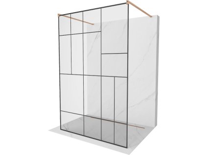 MEXEN/S - Kioto samostatně stojící sprchová zástěna 120 x 200, černý vzor 8 mm, měď kartáčovaná 800-120-002-65-78