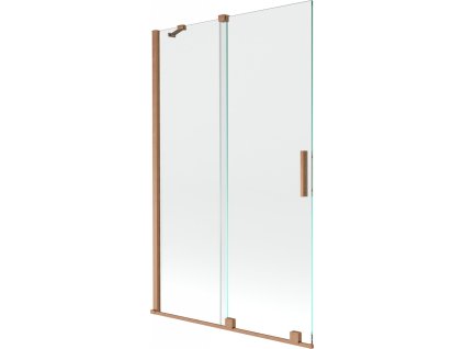 MEXEN/S - Velar Dvoukřídlá posuvná vanová zástěna 110 x 150 cm, transparent, kartáčovaná měď 896-110-000-01-65