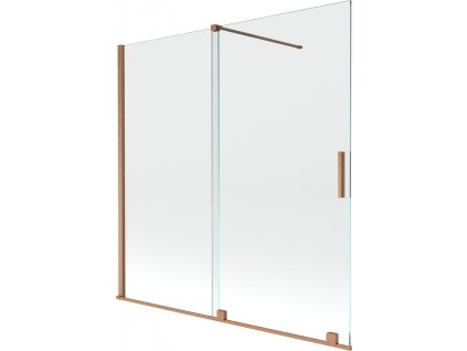 MEXEN/S - Velar Dvoukřídlá posuvná vanová zástěna 160 x 150 cm, transparent, kartáčovaná měď 896-160-000-01-65