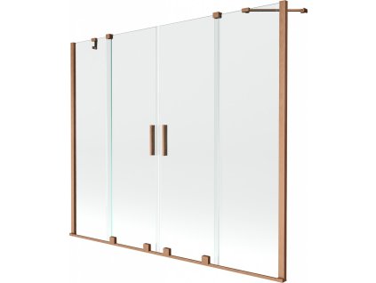MEXEN/S - Velar Duo Dvoukřídlá posuvná vanová zástěna 180 x 150, transparent, kartáčovaná měď 896-180-000-02-65