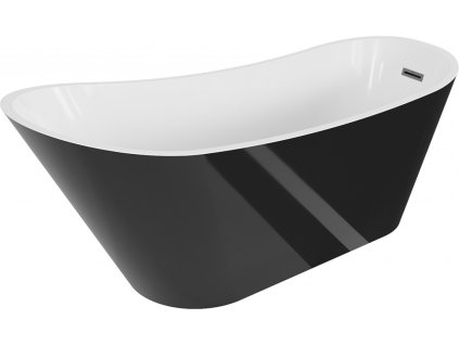 MEXEN/S - Alta volně stojící vana 170 x 75 cm, bílá/černá, sifon a přepad grafit metal 52141707575-95