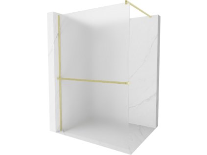MEXEN/S - Kioto+ Sprchová zástěna s poličkou WALK-IN 70 x 200 cm, dekor, zlatá kartáčovaná 800-070-121-55-30
