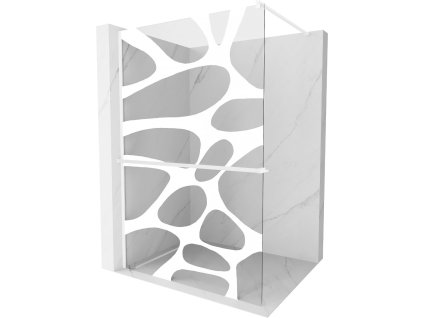 MEXEN/S - Kioto+ Sprchová zástěna WALK-IN s poličkou a držákem ručníků 100 x 200 cm, bílý vzor, bílá 800-100-121-20-97