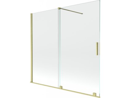 MEXEN/S - Velar Dvoukřídlá posuvná vanová zástěna 160 x 150 cm, transparent, zlatá kartáčovaná 896-160-000-01-55