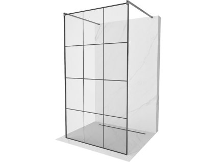 MEXEN/S - Kioto samostatně stojící sprchová zástěna 110 x 200, černý vzor 8 mm, grafit kartáčovaná 800-110-002-66-77