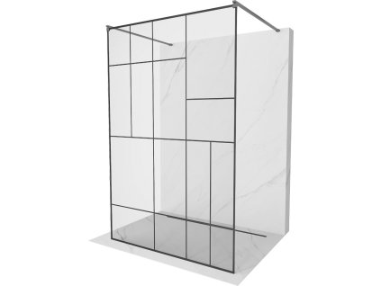 MEXEN/S - Kioto samostatně stojící sprchová zástěna 110 x 200, černý vzor 8 mm, grafit kartáčovaná 800-110-002-66-78