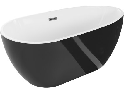 MEXEN/S - Eos volně stojící vana 150 x 75, bílá/černá, sifon a přepad grafit kartáčovaná 52471507575-66