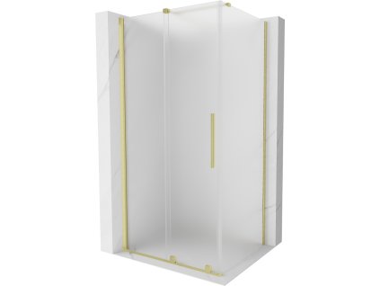 MEXEN/S - Velar sprchový kout, posuvné dveře 150 x 100 cm, dekor, zlato kartáčovaná 871-150-100-31-55