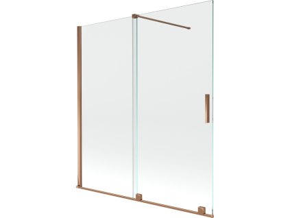 MEXEN/S - Velar Dvoukřídlá posuvná vanová zástěna 150 x 150 cm, transparent, růžové zlato 896-150-000-01-60