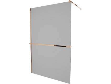 MEXEN/S - KIOTO Sprchová zástěna WALK-IN s poličkou a držákem ručníků 90 x 200, grafit 8 mm, růžové zlato 800-090-121-60-40