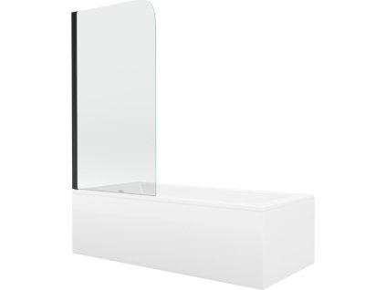 MEXEN/S - Cubik obdélníková vana 150 x 70 cm s panelem  + vanová zástěna 70 cm, transparent,  černá 550315070X9007017000