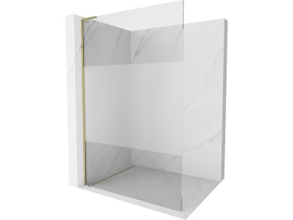 MEXEN/S - Kioto L Sprchová zástěna WALK-IN 100 x 200, transparent/dekor, zlatá 800-100-103-50-35