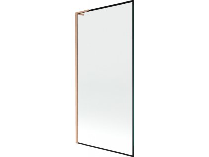 MEXEN/S - Next L vanová zástěna FIX 90 x 150 cm, černá vzor,  měď kartáčovaná 895-090-000-03-70-65
