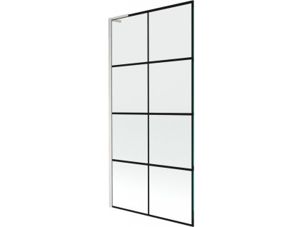 MEXEN/S - Next L vanová zástěna FIX 90 x 150 cm, černá vzor, nikl kartáčovaná 895-090-000-03-77-97
