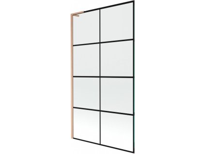 MEXEN/S - Next L vanová zástěna FIX 100 x 150 cm, černá vzor,  měď kartáčovaná 895-100-000-03-77-65
