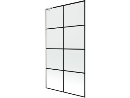MEXEN/S - Next L vanová zástěna FIX 100 x 150 cm, černá vzor, nikl kartáčovaná 895-100-000-03-77-97