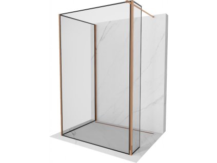 MEXEN/S - Kioto Sprchová zástěna WALK-IN 90 x 90 x 40 cm, černá vzor, růžové zlato 800-090-090-221-60-70-040