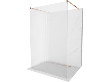 MEXEN/S - Kioto Sprchová zástěna WALK-IN volněstojící 120 x 200, proužky 8 mm, růžové zlato 800-120-002-60-09