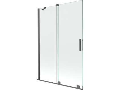 MEXEN/S - Velar Dvoukřídlá posuvná vanová zástěna 120 x 150 cm, transparent, grafit kartáčovaná 896-120-000-01-66