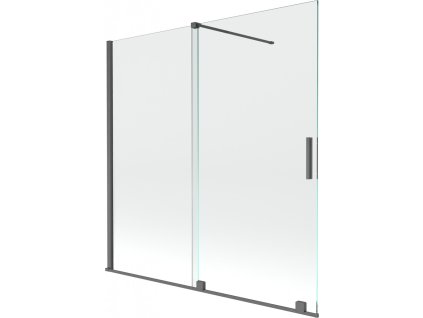 MEXEN/S - Velar Dvoukřídlá posuvná vanová zástěna 160 x 150, transparent, grafit kartáčovaná 896-160-000-01-66