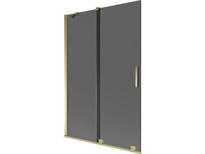 MEXEN/S - Velar dvoukřídlá posuvná vanová zástěna 120 x 150 cm, grafit, zlatá 896-120-000-41-50
