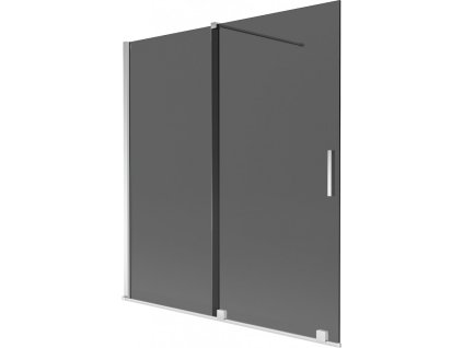 MEXEN/S - Velar dvoukřídlá posuvná vanová zástěna 150 x 150 cm, grafit, chrom 896-150-000-41-01