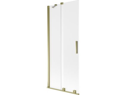 MEXEN/S - Velar dvoukřídlá posuvná vanová zástěna 85 x 150 cm, dekor, zlatá 896-085-000-31-50