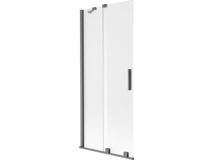 MEXEN/S - Velar dvoukřídlá posuvná vanová zástěna 85 x 150 cm, dekor, grafit kartáčovaná 896-085-000-31-66