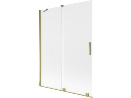 MEXEN/S - Velar dvoukřídlá posuvná vanová zástěna 130 x 150 cm, dekor, zlatá 896-130-000-31-50