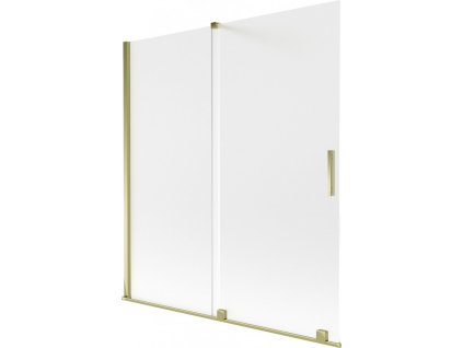 MEXEN/S - Velar dvoukřídlá posuvná vanová zástěna 150 x 150 cm, dekor, zlatá 896-150-000-31-50