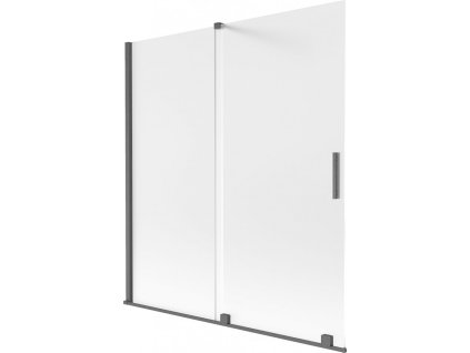 MEXEN/S - Velar dvoukřídlá posuvná vanová zástěna 150 x 150 cm, dekor, grafit kartáčovaná 896-150-000-31-66