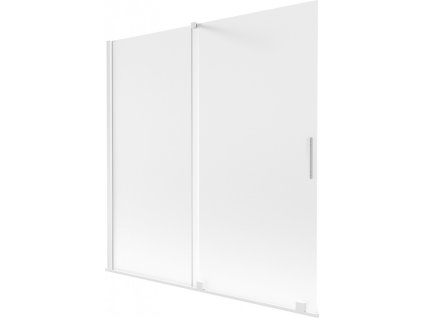 MEXEN/S - Velar dvoukřídlá posuvná vanová zástěna 160 x 150 cm, dekor, bílá 896-160-000-31-20