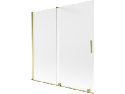 MEXEN/S - Velar dvoukřídlá posuvná vanová zástěna 160 x 150 cm, dekor, zlatá 896-160-000-31-50